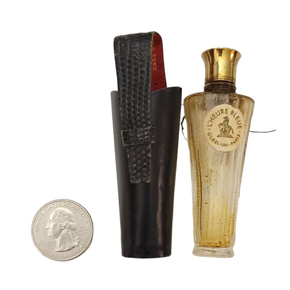 Guerlain Paris L’ Heure Bleue Flacon de Sac Parfum Bottle And Leather Case K439 - Picture 7 of 9